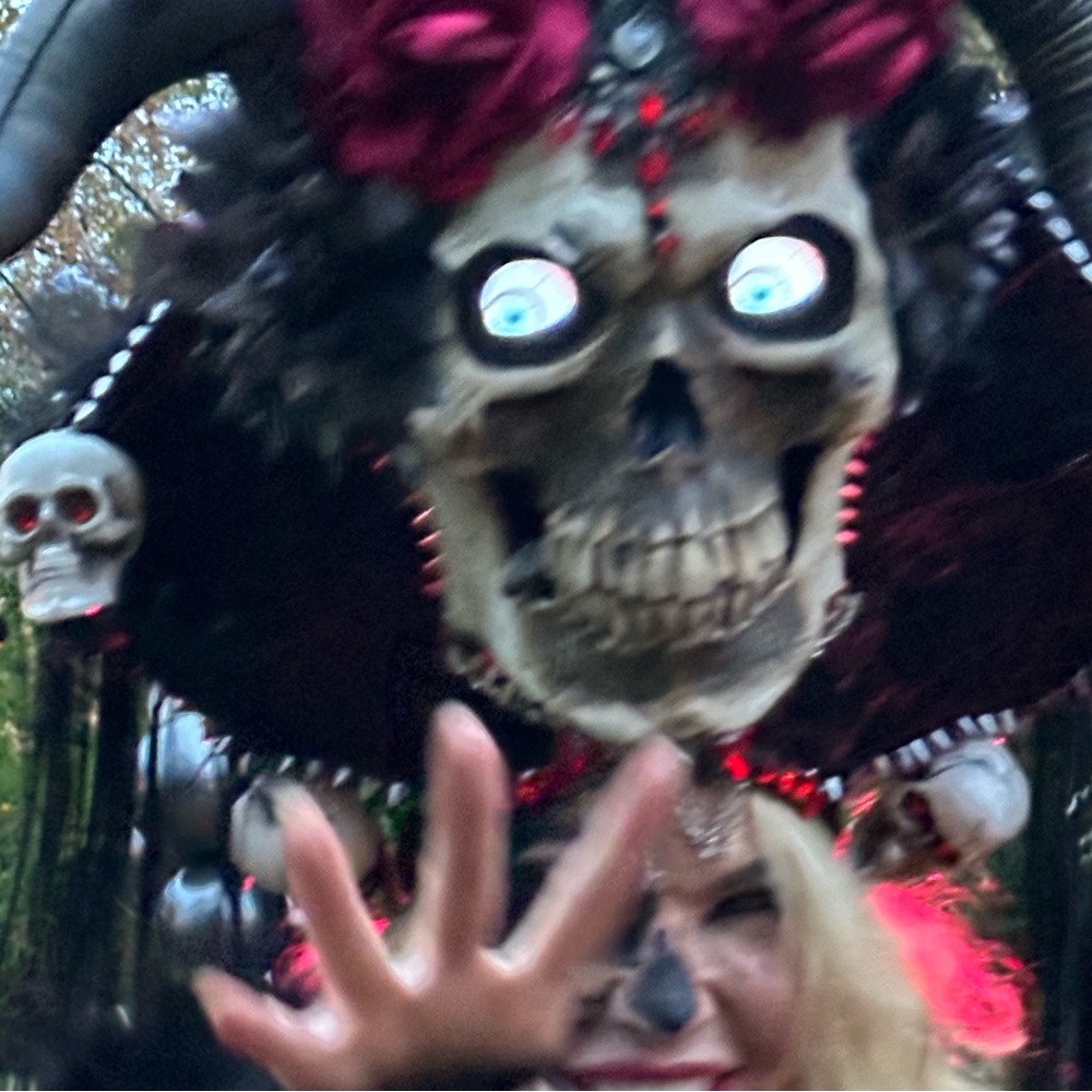 Led light up Rhinestone Fringe Skull Day of the Dead Festival Headdress - Picture 6 of 8
